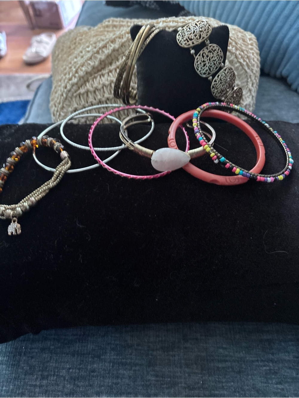 Stackable Pink and Multicolor Bead Women's Bracelet Set